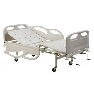 Кровать медицинская функциональная трехсекционная КФЗ-01-«МСК», с винтовой регулировкой, на колесах, спинки-пластик, ложе-метал (код МСК-2103)