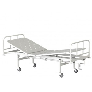 Кровать медицинская функциональная двухсекционная КФ2-01-«МСК», с винтовой регулировкой, на колесах, спинки, ложе-метал (код МСК-1102)