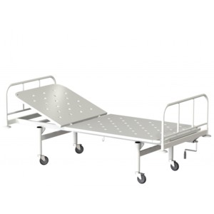 Кровать общебольничная КФО-01-«МСК» с винтовой регулировкой подголовника, на колесах, спинки-пластик, ложе-метал (код МСК-1101)